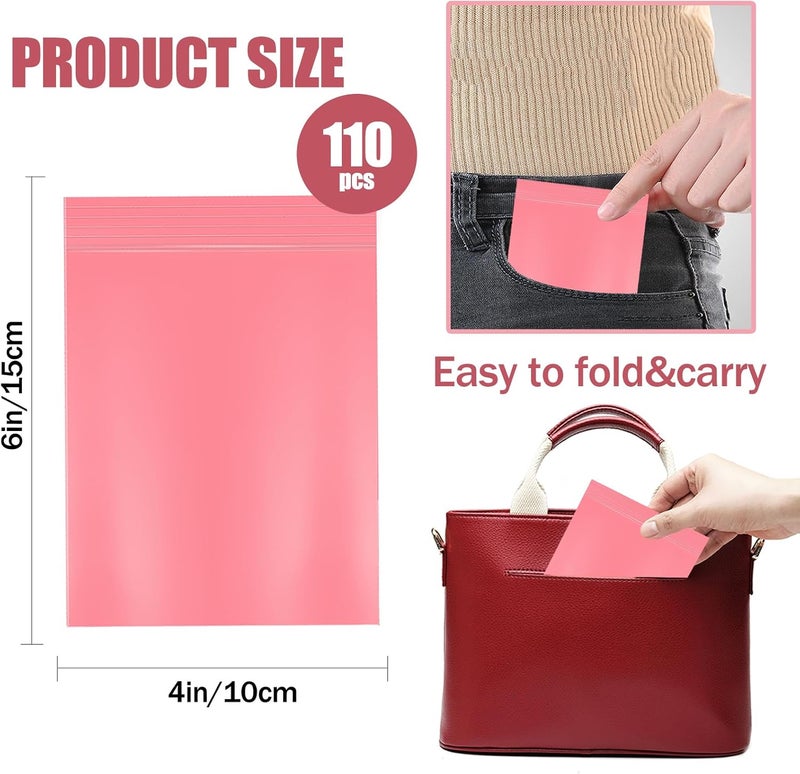 FARVIGOR 110pcs Sanitary Napkin Disposal Bags, Women Tampon Disposal Bags, Sealed Opaque Feminine Hygiene Disposal Pads Bag for Privacy, Pink - Image 2